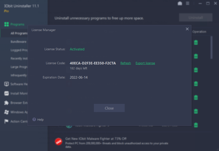 download iobit uninstaller 11 license key 2022